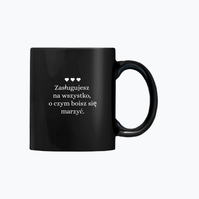 Kubek z tekstem, "który dodaje skrzydeł” – ceramiczny, 330 ml, idealny do kawy i herbaty