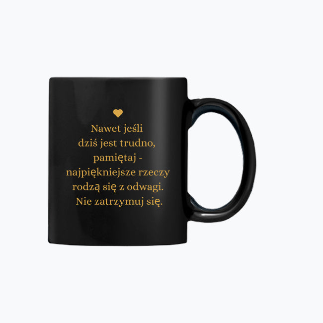 Kubek ceramiczny z inspirującą sentencją – 330 ml, idealny na codzienny prezent